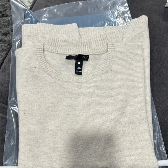 Aqua Cashmere Cream Sweater Black Star Sleeves Large L